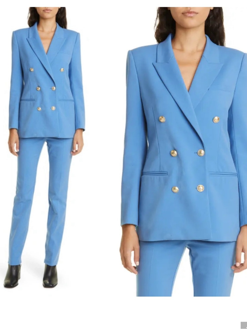 Derek Lam 10 Crosby Blazer Womens Size 6 Light Blue Walter Double Breasted Lined
